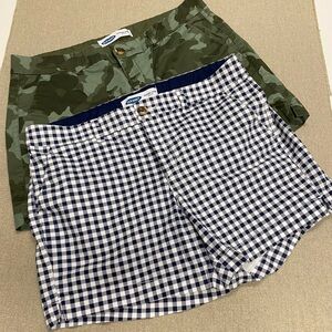 Old Navy Women's Camo and Navy Blue Checkered Everyday Shorts Size 12